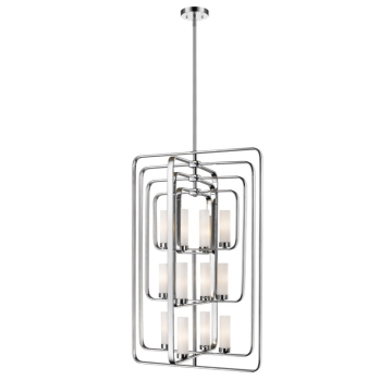 Z-Lite Aideen 12-Light Chandelier - 120V - Chrome / Matte Opal