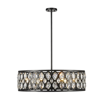 Z-Lite Dealey 30" 8-Light Chandelier - 120V - Matte Black
