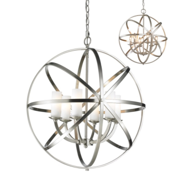 Z-Lite Aranya 24" 6-Light Chandelier - 120V - Brushed Nickel / Matte Opal