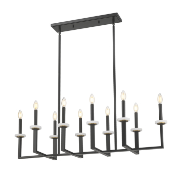 Z-Lite Gaultier 10-Light Linear Chandelier - 120V - Matte Black / Modern Gold
