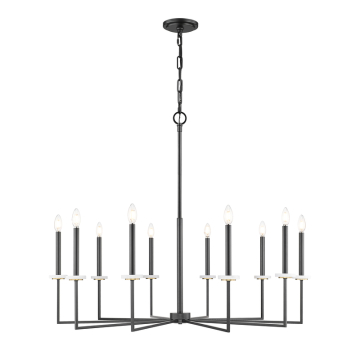 Z-Lite Gaultier 10-Light Chandelier - 120V - Matte Black / Modern Gold