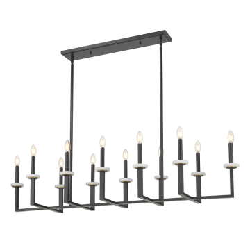 Z-Lite Gaultier 12-Light Linear Chandelier - 120V - Matte Black / Modern Gold