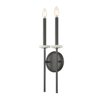 Z-Lite Gaultier 2-Light Wall Sconce - 120V - Matte Black / Modern Gold