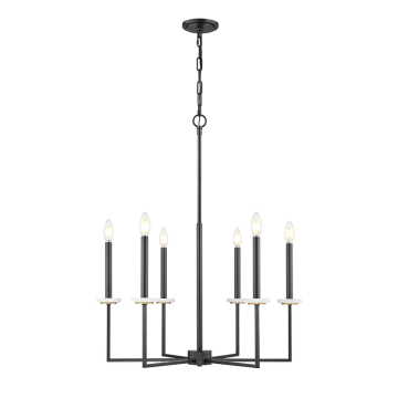 Z-Lite Gaultier 6-Light Chandelier - 120V - Matte Black / Modern Gold