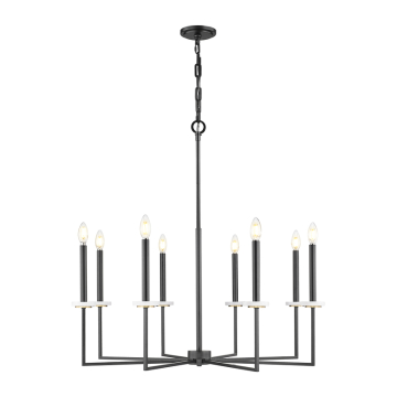 Z-Lite Gaultier 8-Light Chandelier - 120V - Matte Black / Modern Gold