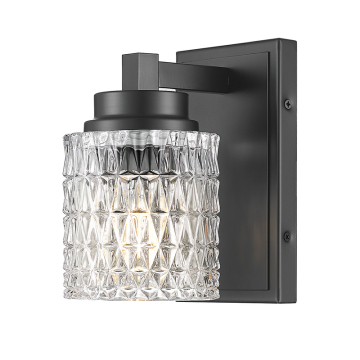 Z-Lite Jacqueline 1-Light Wall Sconce - 120V - Matte Black / Clear Diamond