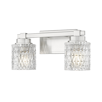 Z-Lite Jacqueline 2-Light Vanity - 120V - Brushed Nickel / Clear Diamond