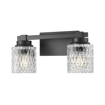 Z-Lite Jacqueline 2-Light Vanity - 120V - Matte Black / Clear Diamond