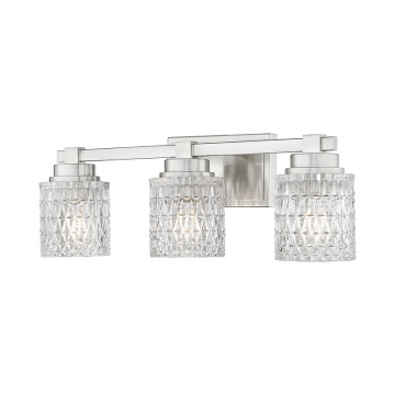 Z-Lite Jacqueline 3-Light Vanity - 120V - Brushed Nickel / Clear Diamond