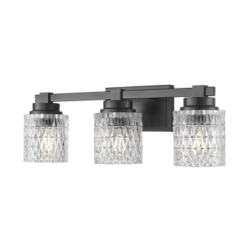 Z-Lite Jacqueline 3-Light Vanity - 120V - Matte Black / Clear Diamond