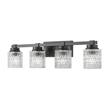 Z-Lite Jacqueline 4-Light Vanity - 120V - Matte Black / Clear Diamond