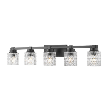 Z-Lite Jacqueline 5-Light Vanity - 120V - Matte Black / Clear Diamond