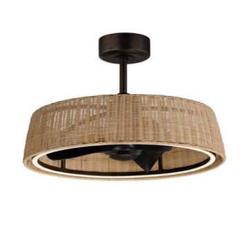 Maxim Lighting Tulum 28" Wifi-Enabled LED Fandelight - CCT Tunable - 120V - Natural Rattan / Dark Bronze