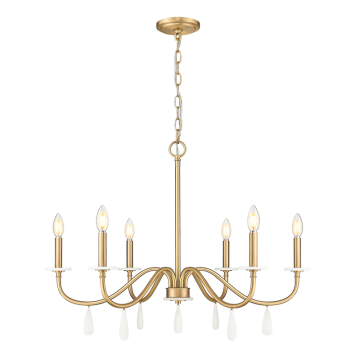 Z-Lite Toussant 32" 6-Light Chandelier - 120V - Modern Gold