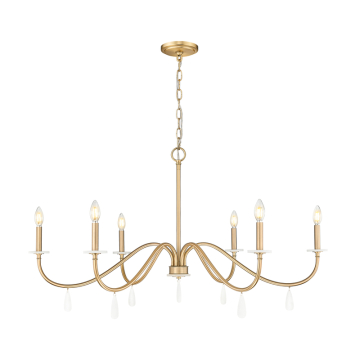 Z-Lite Toussant 45" 6-Light Chandelier - 120V - Modern Gold