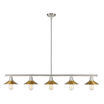 Z-Lite Casa 51.5" 5-Light Linear Chandelier - 120V - Brushed Nickel / Factory Brass
