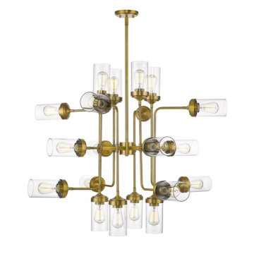 Z-Lite Calliope 42" 20-Light Chandelier - 120V - Foundry Brass / Clear