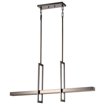 SATCO|NUVO Frame LED Island Pendant - 3000K - 120V - Hazel Bronze - Frost Glass Shade