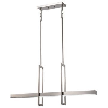 SATCO|NUVO Frame LED Island Pendant - 3000K - 120V - Brushed Nickel - Frost Glass Shade
