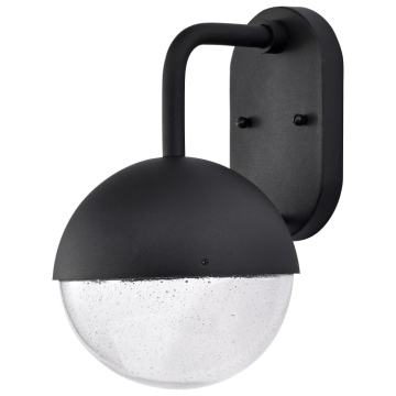 SATCO|NUVO Atmosphere LED Outdoor Wall Lantern - Matte Black / Clear Seeded Glass