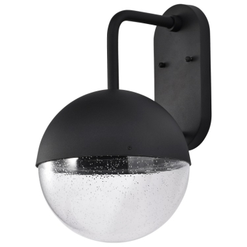 SATCO|NUVO Atmosphere LED Large Outdoor Wall Lantern - Matte Black / Clear Seeded Glass