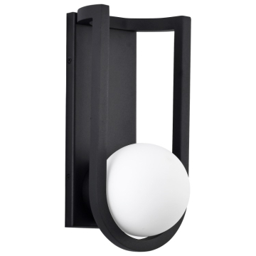 SATCO|NUVO Cradle LED Outdoor Wall Lantern - Matte Black / Opal White Glass
