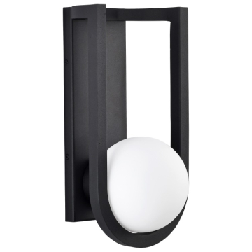 SATCO|NUVO Cradle LED Large Outdoor Wall Lantern - Matte Black / Opal White Glass
