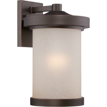 SATCO|NUVO Diego 1-Light Large Outdoor Wall Lantern - Mahogany Bronze / Satin Amber Glass - LED Lamp Included