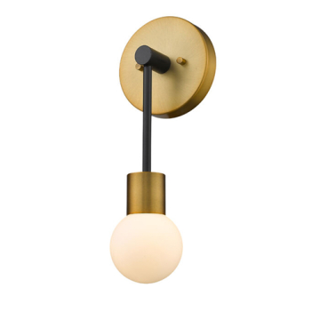 Z-Lite Neutra 1-Light Wall Sconce - 120V - Matte Black / Foundry Brass