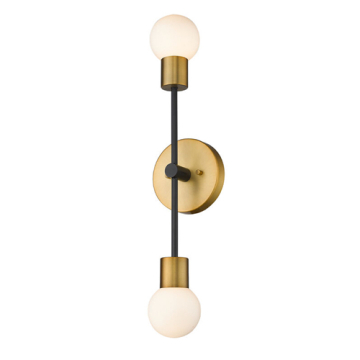 Z-Lite Neutra 2-Light Wall Sconce - 120V - Matte Black / Foundry Brass