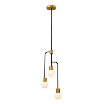 Z-Lite Neutra 3-Light Chandelier - 120V - Matte Black / Foundry Brass