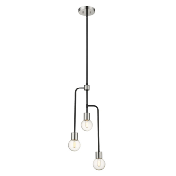 Z-Lite Neutra 3-Light Chandelier - 120V - Matte Black / Polished Nickel