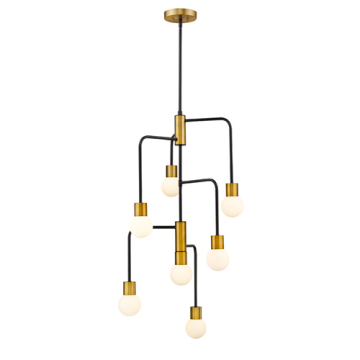 Z-Lite Neutra 7-Light Chandelier - 120V - Matte Black / Foundry Brass