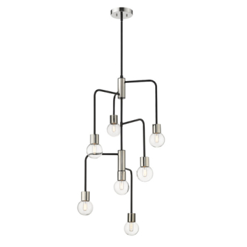 Z-Lite Neutra 7-Light Chandelier - 120V - Matte Black / Polished Nickel