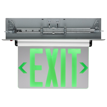 SATCO|NUVO Green (Mirror) Edge Lit LED Exit Sign - Dual Face - 120V/277V - Silver - Recessed Mount