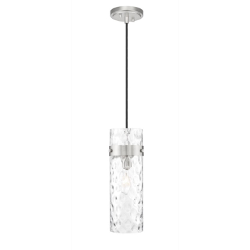 Z-Lite Fontaine 5" 1-Light Pendant - 120V - Brushed Nickel / Clear Waterglass