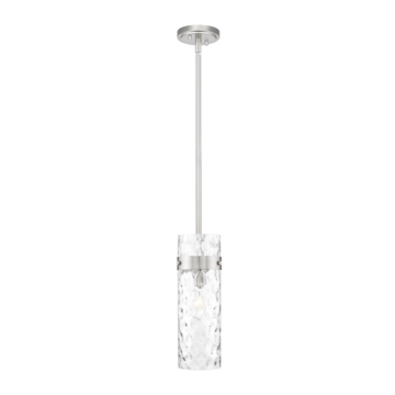 Z-Lite Fontaine 5" 1-Light Pendant - 120V - Brushed Nickel / Clear Waterglass