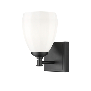 Z-Lite Oren 1-Light Vanity - 120V - Matte Black / Matte Opal