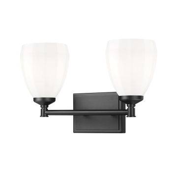 Z-Lite Oren 2-Light Vanity - 120V - Matte Black / Matte Opal