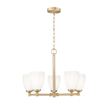 Z-Lite Oren 5-Light Chandelier - 120V - Modern Gold / Matte Opal