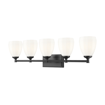 Z-Lite Oren 5-Light Vanity - 120V - Matte Black / Matte Opal
