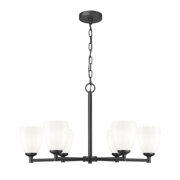 Z-Lite Oren 6-Light Chandelier - 120V - Matte Black / Matte Opal