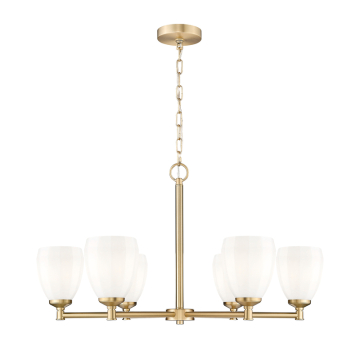 Z-Lite Oren 6-Light Chandelier - 120V - Modern Gold / Matte Opal