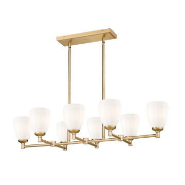 Z-Lite Oren 8-Light Linear Chandelier - 120V - Modern Gold / Matte Opal