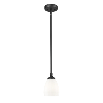 Z-Lite Oren 5" 1-Light Pendant - 120V - Matte Black / Matte Opal