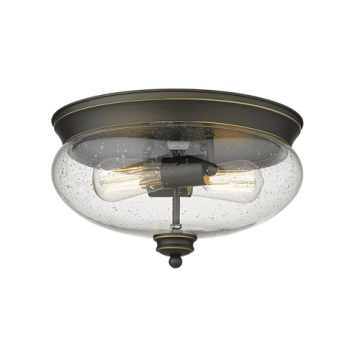 Z-Lite Amon 2-Light Flush Mount - 120V - Olde Bronze / Clear Seedy