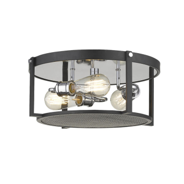 Z-Lite Halcyon 3-Light Flush Mount - 120V - Matte Black / Chrome