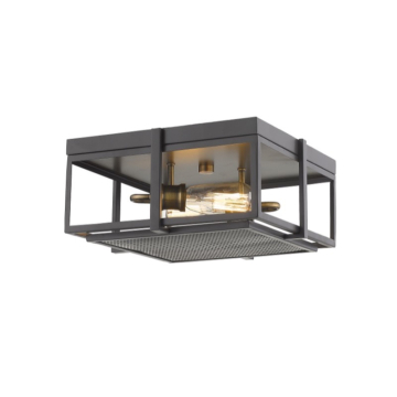Z-Lite Halcyon 14" 2-Light Flush Mount - 120V - Bronze / Heritage Brass