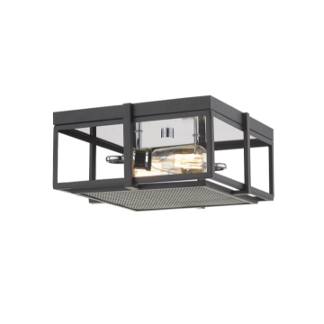 Z-Lite Halcyon 14" 2-Light Flush Mount - 120V - Matte Black / Chrome