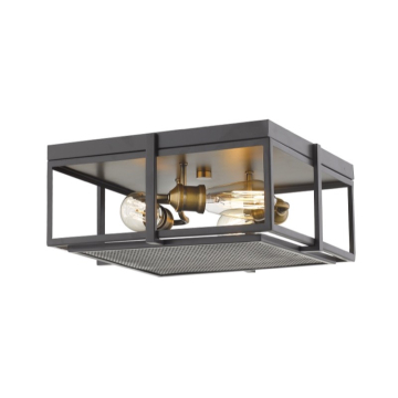 Z-Lite Halcyon 16" 3-Light Flush Mount - 120V - Bronze / Heritage Brass